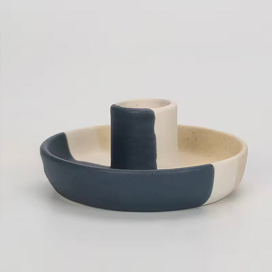Portacandele tricolor in ceramica