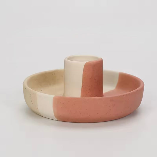 Portacandele tricolor in ceramica